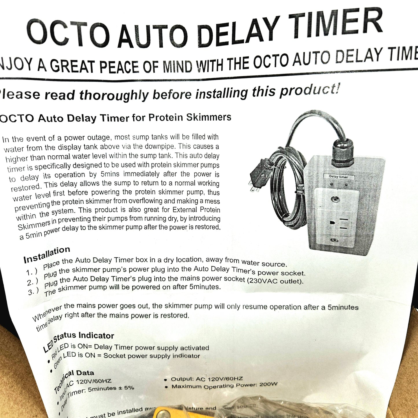 Reef Octopus Protein Skimmer Delay Timer (OCT-DT100)